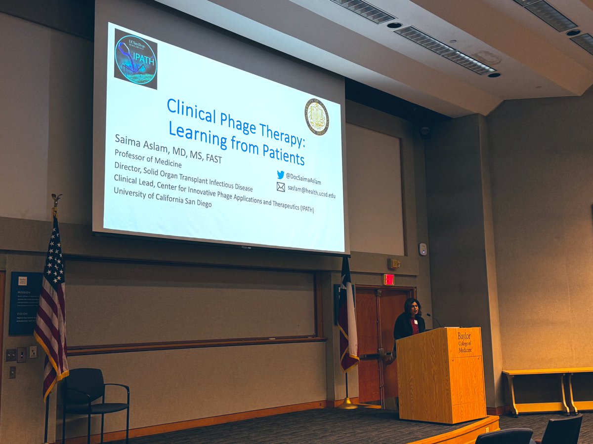 We are very honored to have Dr. Aslam @DocSaimaAslam presenting at Baylor College of Medicine on lessons learned from patients of phage therapy #phagetherapy #phage #therapeutics #AMR