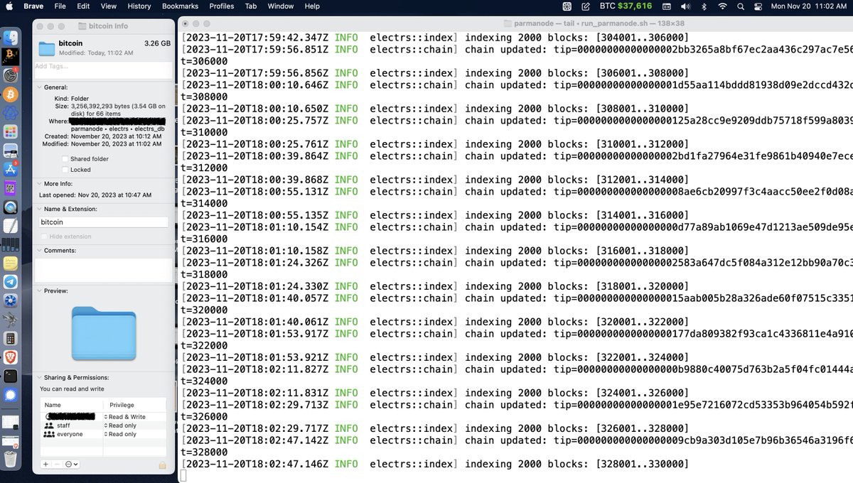 FieldNas's tweet photo. •I'm finally indexing the #Bitcoin blockchain on my own node via Electrs Y'all !🔥
•Muchos Gracias @parman_the for your FOSS #Parmanode! (Let's hope now I can get Sparrow or Electrum Wallet will connect😬) https://t.co/UY0cgWoiQj