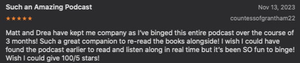 JoinNerdParty's tweet photo. #OwlPost A #HarryPotter Podcast has a new 5⭐️ review on @ApplePodcasts! https://t.co/2H5uFsZQeH https://t.co/PK4vdmsGWY