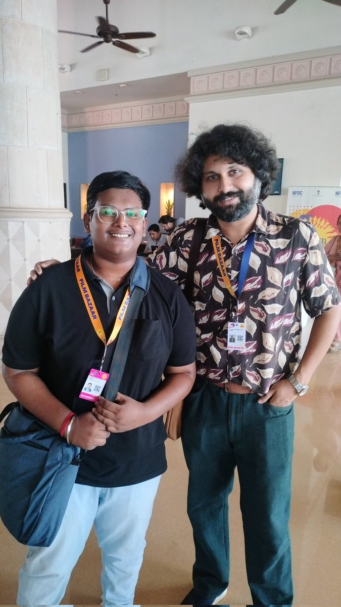 Captured a unique moment with the internationally acclaimed filmmaker, Mr. Amartya Bhattacharyya, at the film bazaar,  54th International Film Festival in Goa. 🎬✨ #IFFIGoa #FilmBazaar #FilmmakingMagic #memorable
