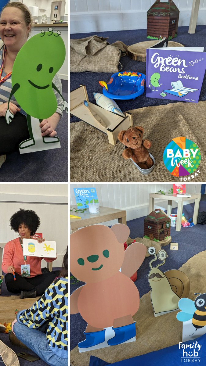 We had a great time with Anita Frost, author of the @greenbeancollection at @TogetherChurch as part of #BabyWeekTorbay.  Green Bean, Mr Bear and his friends all came to play. Let us know where Green Bean pops up in our #TorbayFamilyHub sessions over the next few weeks!