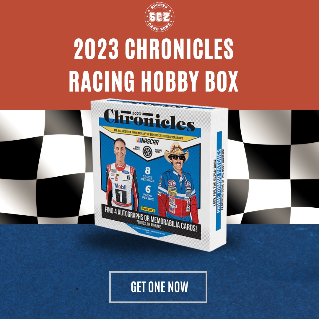 Rev up your collection with the 2023 Chronicles Racing Hobby Box, now available at The Sports Card Zone! 🏁🚗

#ChroniclesRacing2023 #RacingCards #TheSportsCardZone #CollectorsEdition #TradingCardCommunity #HighSpeedAction #CardCollecting