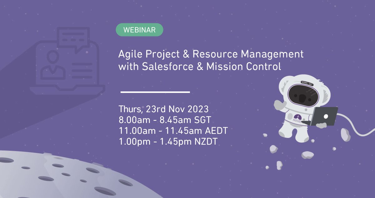 In this month's webinar we take a look at using Mission Control with an Agile Project Methodology. The webinar is this Thursday at 11am AEDT. Register here > tinyurl.com/49v7ypa5 #projectmanagement #salesforce