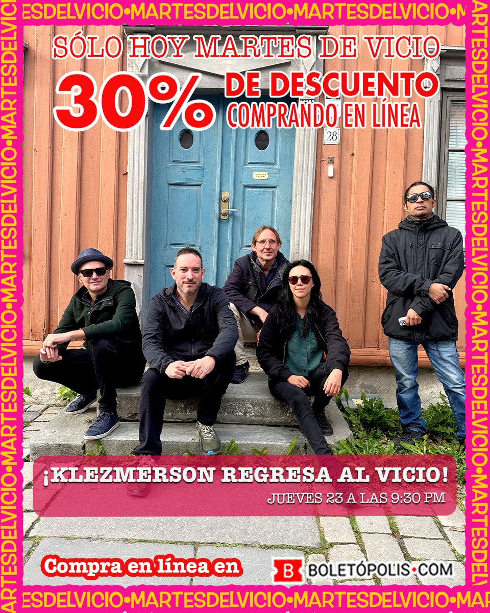 elvicioteatro's tweet photo. Les dejamos hoy todo el día este 30% de descuento para nuestras próximas funciones:

⭐️ JUE 23 / @klezmerson  
⭐️ VIE 24 / HUATEQUE @RGarciarroyo + Los Macorinos
⭐️ SÁB 25 / @VirulitoVirulo 
⭐️ DOM 26 / INSURRECTAS

Consigue tus boletos en https://t.co/csfEL9bLQm https://t.co/qnCX42MaJ0