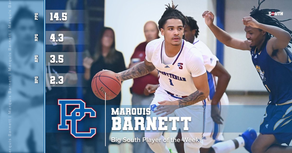 PC Basketball (@bluehosembb) on Twitter photo Congrats to Marquis Barnett for being named <a href="/BigSouthSports/">Big South Conference</a> menβs basketball player of the week!!
π° - shorturl.at/imNQ2
#GoBlueHose Congrats to Marquis Barnett for being named <a href="/BigSouthSports/">Big South Conference</a> menβs basketball player of the week!!
π° - shorturl.at/imNQ2
#GoBlueHose
