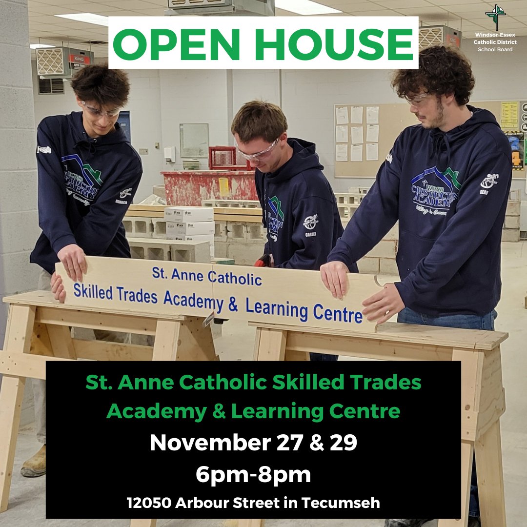 If you're a student considering the possibility of a career in the trades, don't miss one of the two open houses we're holding at our new academy. Register is required, and you can do that here: shorturl.at/xzGQ2