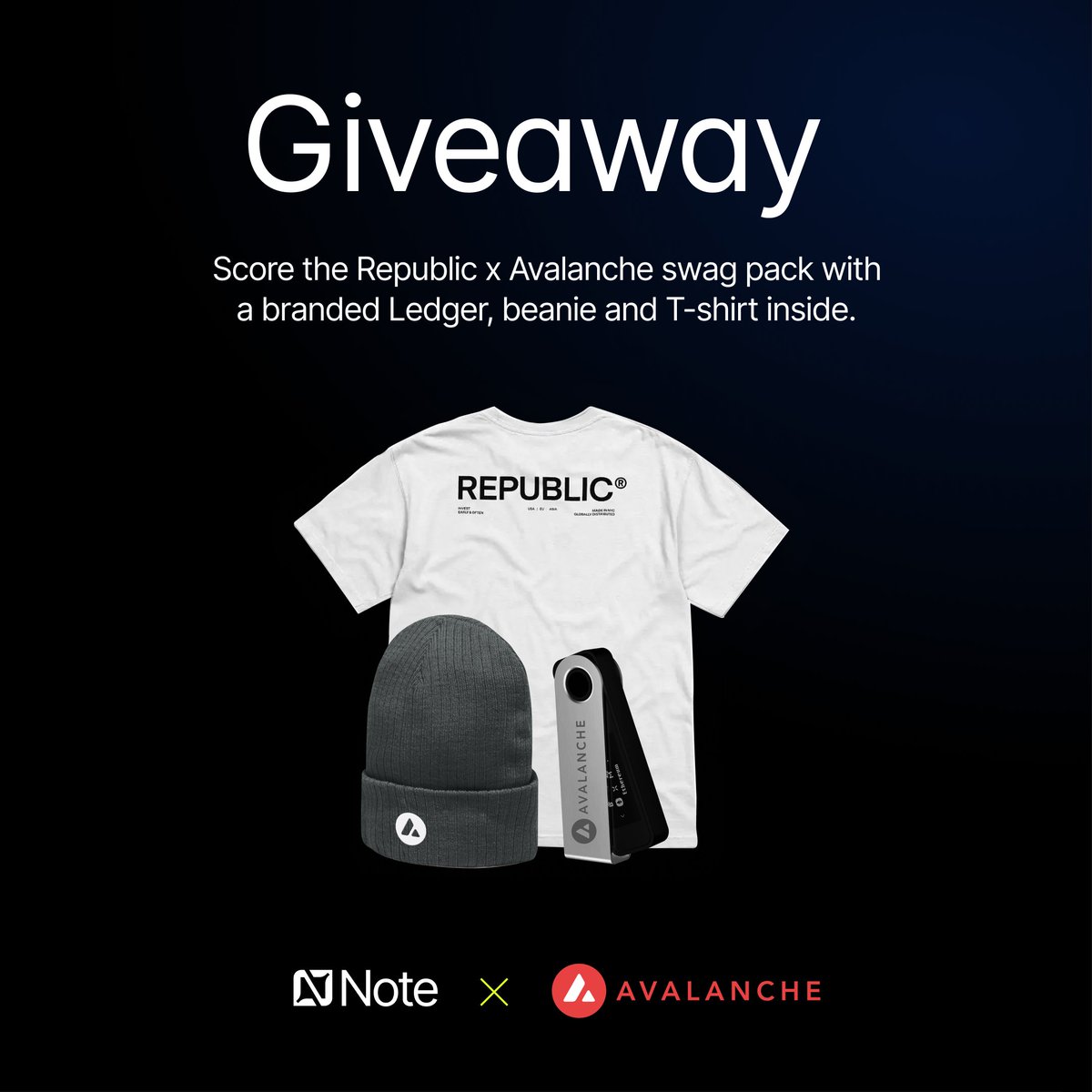To celebrate joining forces with <a href="/avax/">Avalanche🔺</a>, we've got unique swag to give away to those who join us on this journey to a more inclusive future for private markets.

To enter:
→ follow <a href="/republicnote/">Republic Note</a> 
→ like and RT to spread the word about this partnership

Giveaway ends on Nov 24th.