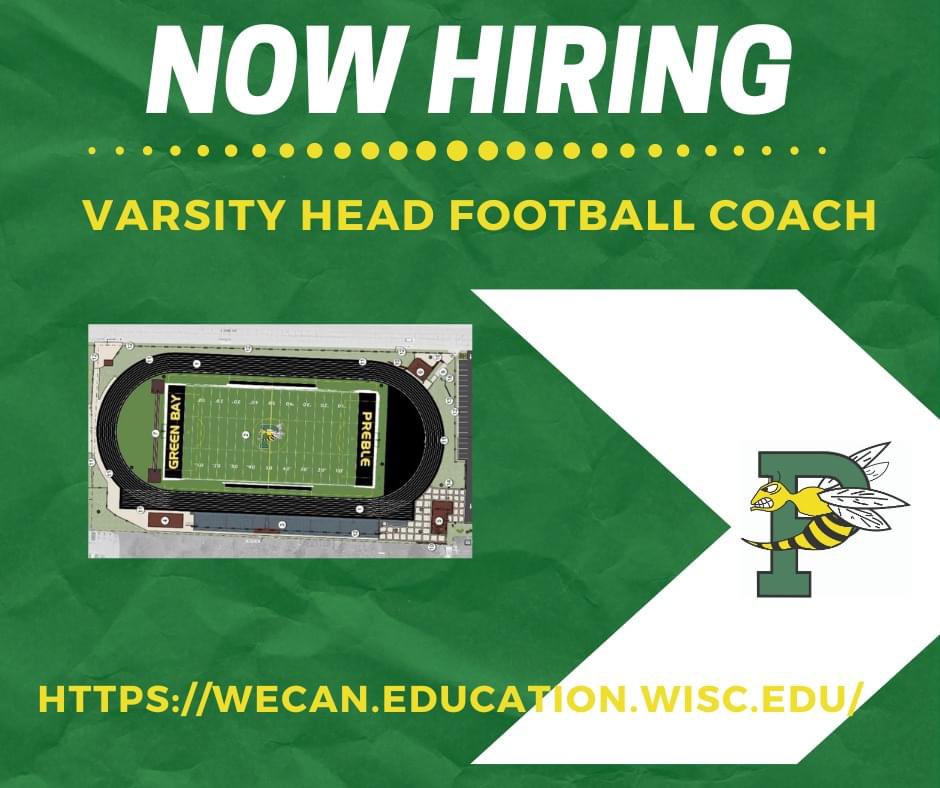 Preble High School has an opening for a Varsity Head Football Coach.  If you are energetic, outgoing and student centered consider applying for our postion. We would love to have you lead our football program.

#PreblePride