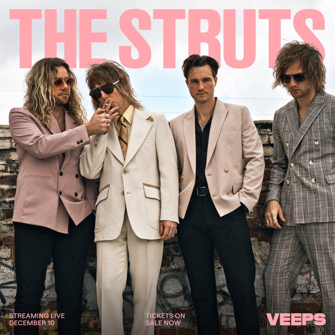 We’re bringing our show to you at home with a livestream from tour on Dec 10 – Can't wait to see you all there 💥   Get tickets or subscribe to All Access to watch the show at: veeps.com/thestruts/8aea…