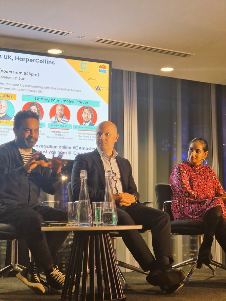 _CreativeAccess's tweet photo. Tonight we're at @NewsUK @DowJones @HarperCollinsUK HQ absorbing career advice from our impressive panel line-up 1 of 2 @kenwilsonmax @WillPayneTV & @shrutitripathi6 #WorkinPublishing #CAmasterclass expect talk of jobs, editorial, commercials, AI & more... https://t.co/NxH7cmNqnq