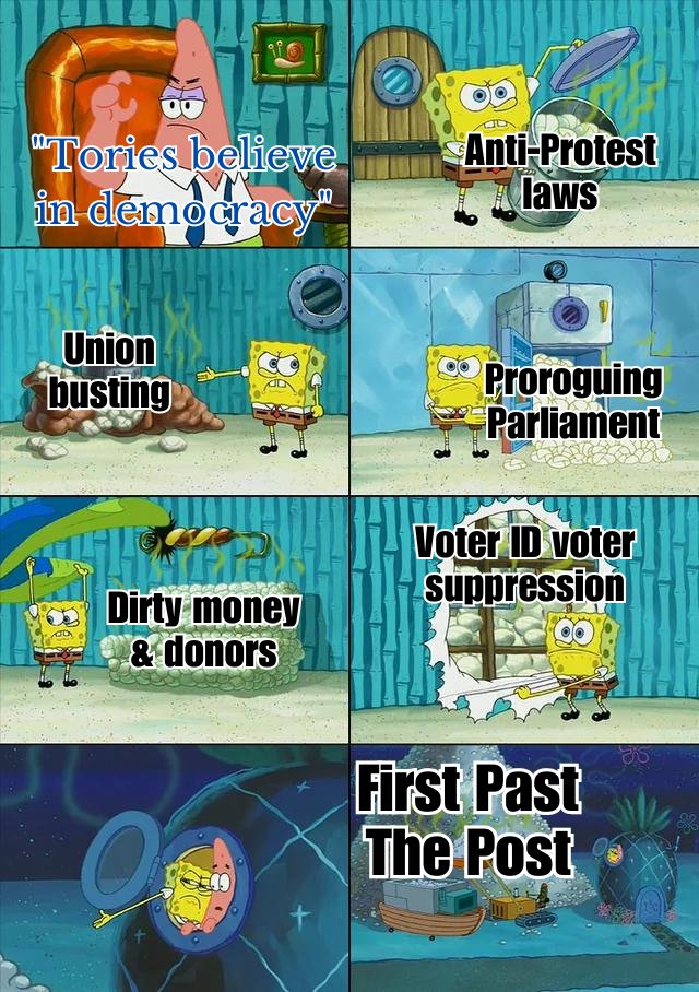 13 years of growing Tory authoritarianism under our 💩 voting system.

What will @UKLabour do to stop the managed decline of 🇬🇧 #Democracy?

#PR #ProportionalRepresentation #FBPA #GetPRDone #Labour4PR #Labour #MakeVotesMatter #ProgressiveAlliance #FBPA