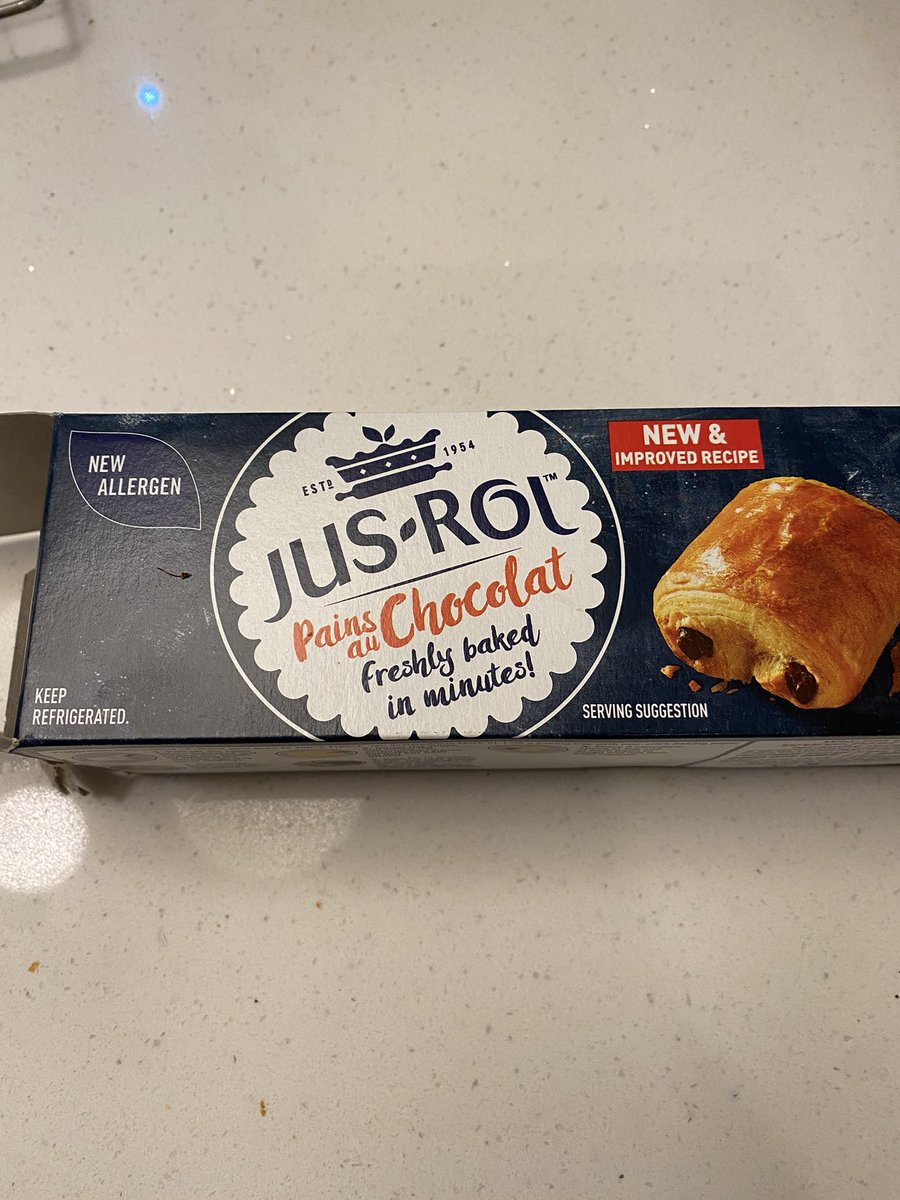 New #maycontain #treenut warning  on Jus Rol Pains au Chocolate… Super disappointing for those with #allergies #anaphylaxis @GeneralMills @GeneralMillsFS  Just another small joy removed from our shopping list 😞