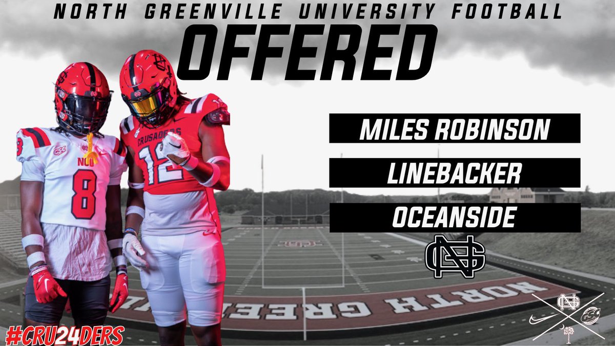 miles robinson (@milesrobinson__) on Twitter photo After a great conversation with <a href="/CoachTyYoung/">Ty Young</a> I’m blessed to receive an offer from <a href="/NGUFootball1/">North Greenville Football</a> <a href="/LandsharkFB/">Oceanside Landshark Football</a> @Blapp212 <a href="/CoachChadWilkes/">Chad Wilkes</a> After a great conversation with <a href="/CoachTyYoung/">Ty Young</a> I’m blessed to receive an offer from <a href="/NGUFootball1/">North Greenville Football</a> <a href="/LandsharkFB/">Oceanside Landshark Football</a> @Blapp212 <a href="/CoachChadWilkes/">Chad Wilkes</a>