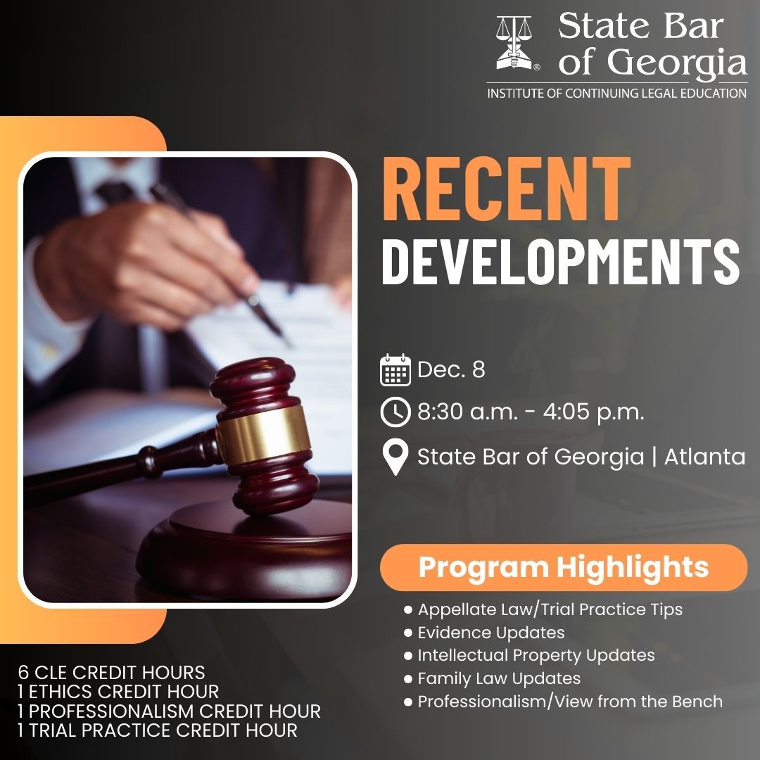 iclega's tweet image. You don&apos;t have to navigate changes in law alone! Register today for our #RecentUpdates program and get the current information you need to serve your clients. buff.ly/3SWxAZI

#GALaw #GALawyers #CLE #LegalEducation