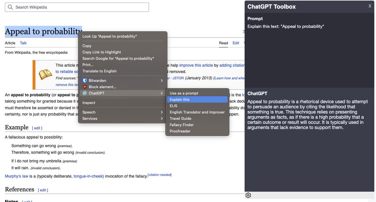 GithubProject's tweet image. 💻chatgpt-toolbox
It is a browser extension that allows users to easily interact with ChatGPT. Users can simply select a piece of text on any webpage, right-click, and choose from a variety of pre-made prompts to engage in fascinating conversations.

🔗github.com/smoqadam/chatg…
#AI