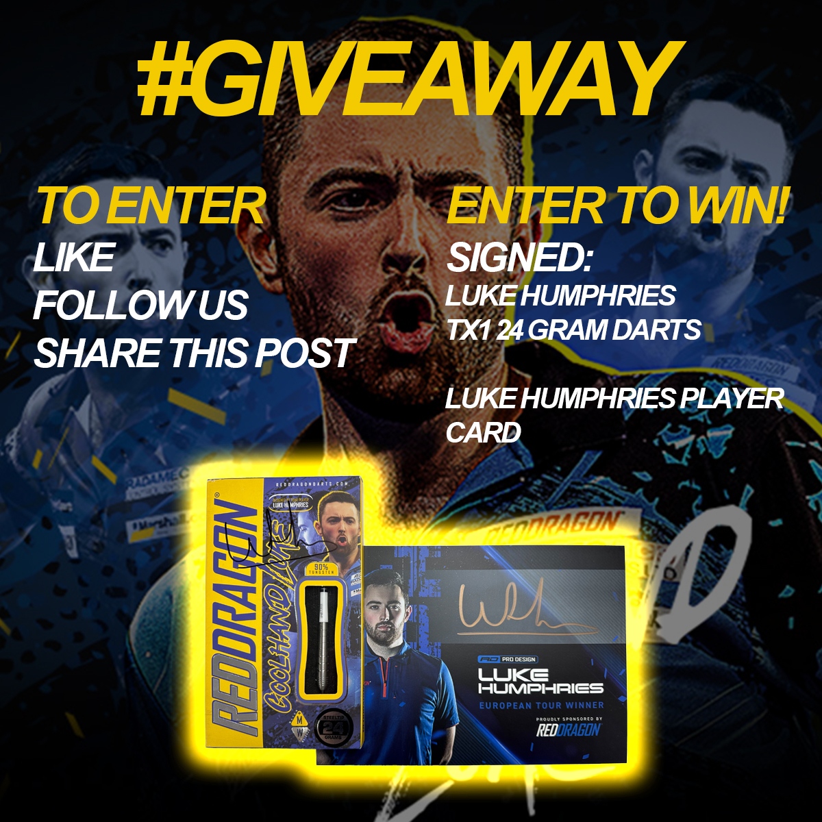 Double Top Darts (@doubletopdart) on Twitter photo 🏆COOL HAND GIVEAWAY🏆
To celebrate World No. 4 <a href="/lukeh180/">Luke Humphries</a> winning The Grand Slam Of Darts, we're giving away a signed set of Luke's TX1 24G Darts & Signed Player Card.
To Enter
- Like ✅
- Follow Us ✅
- Retweet✅
bit.ly/luke-humphries
#Giveaway#GrandSlam#LukeHumphries 🏆COOL HAND GIVEAWAY🏆
To celebrate World No. 4 <a href="/lukeh180/">Luke Humphries</a> winning The Grand Slam Of Darts, we're giving away a signed set of Luke's TX1 24G Darts & Signed Player Card.
To Enter
- Like ✅
- Follow Us ✅
- Retweet✅
bit.ly/luke-humphries
#Giveaway#GrandSlam#LukeHumphries