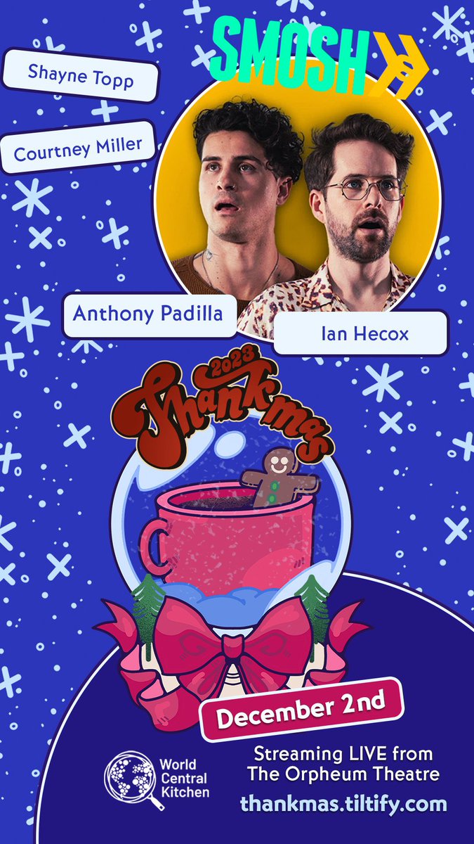 We can’t SHUT UP! because <a href="/smosh/">Smosh</a> is joining us on for Thankmas LIVE on December 2nd! Don’t forget! You can support Thankmas through your your own streams!