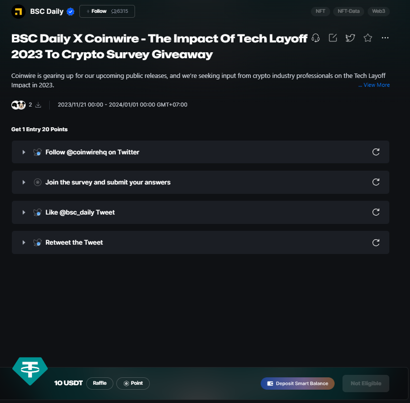bsc_daily's tweet photo. 🎉 EXCLUSIVE SURVEY GIVEAWAY - BSC Daily x Coinwire

Take a brief 1-2 minutes for @coinwirehq's survey to grab a chance to earn #USDT rewards at the campaign's end 💸

💰 Prize: $100 USDT for 10 participants

JOIN NOW💥: https://t.co/rxoWd0R1TK

#Survey #Layoff #Giveaway https://t.co/ROfcDrSMTy
