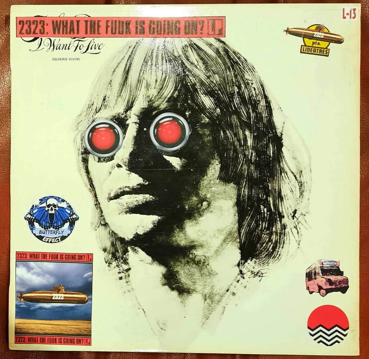 Lisa_Lovebucket's tweet photo. The "2323: WHAT THE FUUK IS GOING ON?" LP covers No1-No4. Released on Butterfly Effect Records 23/11/23. Vinyl hand-etched by Bladud Flies! Covers by LLB. Includes artwork by Jimmy Cauty, and a KLF 2323 World Tour flyer printed by L-13. Dedicated to Tom Butchart and TT Price https://t.co/s2lbPAr13c