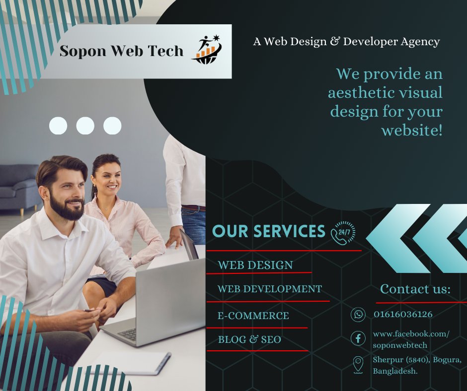 soponwebtech's tweet image. Elevate your online presence with our expert touch!  We specialize in providing stunning and aesthetic visual designs for your website. Let your brand shine through captivating graphics and seamless layouts. 
Contact us
Whatsapp :01616036126
Facebook :facebook/SOPON WEB TECH