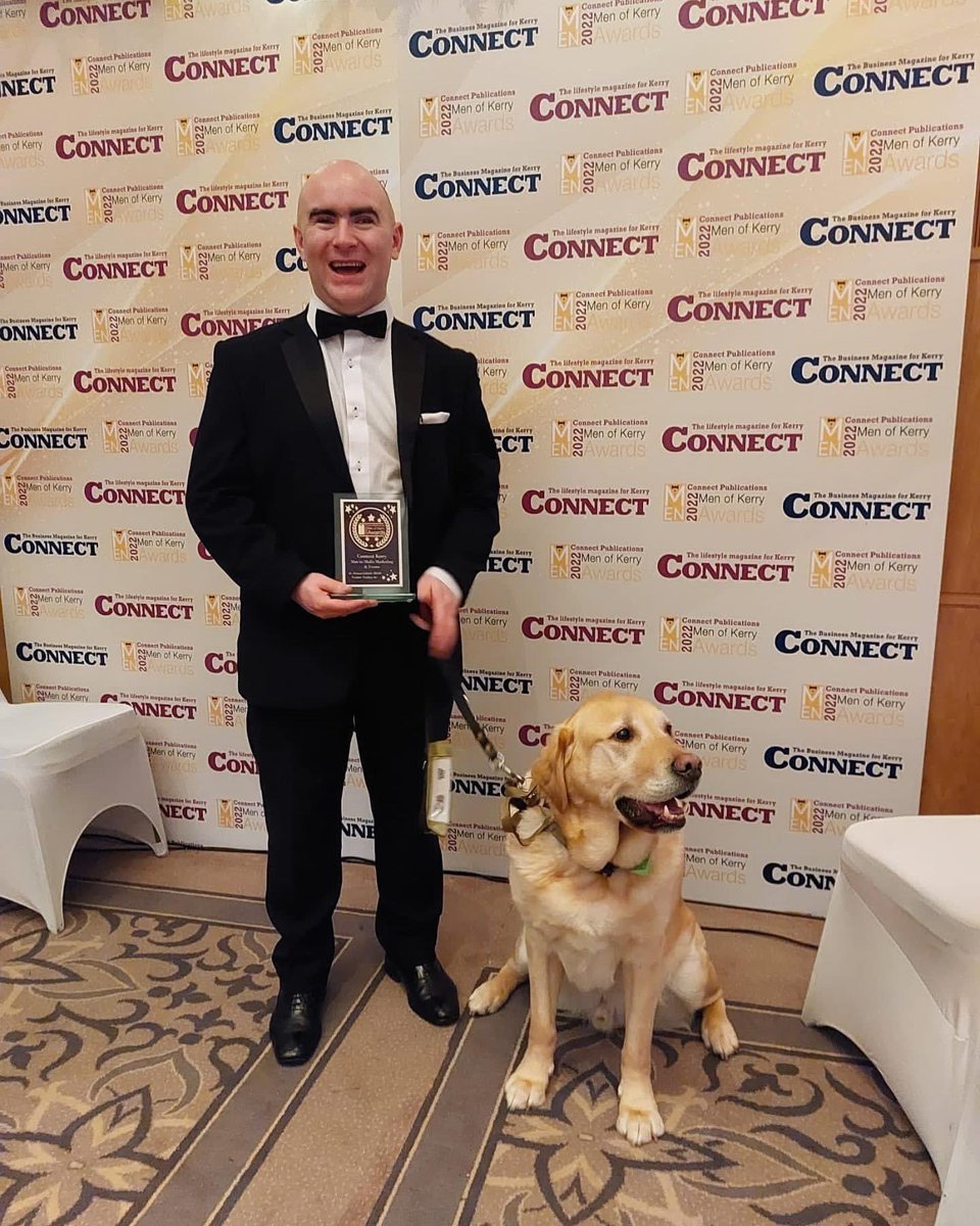 ThatBlindFella's tweet photo. 💚💛A year ago💚💛 Kerry’s Man in Media and Marketing 2022💚💛 #kerry #ireland #media #blind #irishguidedogs #radio #television https://t.co/LRJ8BWxFFl