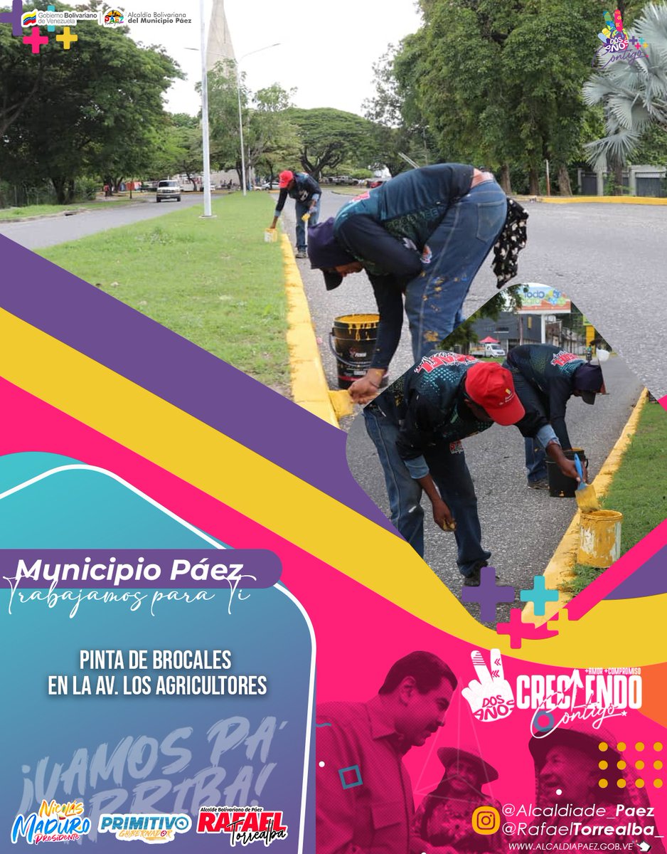 ¡En el municipio Páez se sigue trabajando!

🚧 Pinta de brocales en la Av. Los Agricultores

Con <a href="/NicolasMaduro/">Nicolás Maduro</a> <a href="/PrimitivoPsuv/">Antonio Primitivo Cedeño</a> y <a href="/rtorrealba_/">Rafael Torrealba</a> ¡Vamos pa' arriba!

🖥️ alcaldiapaez.gob.ve

#PáezProduceYCrece #ExitosoSimulacroPorVenezuela 
#1x10DelBuenGobierno
