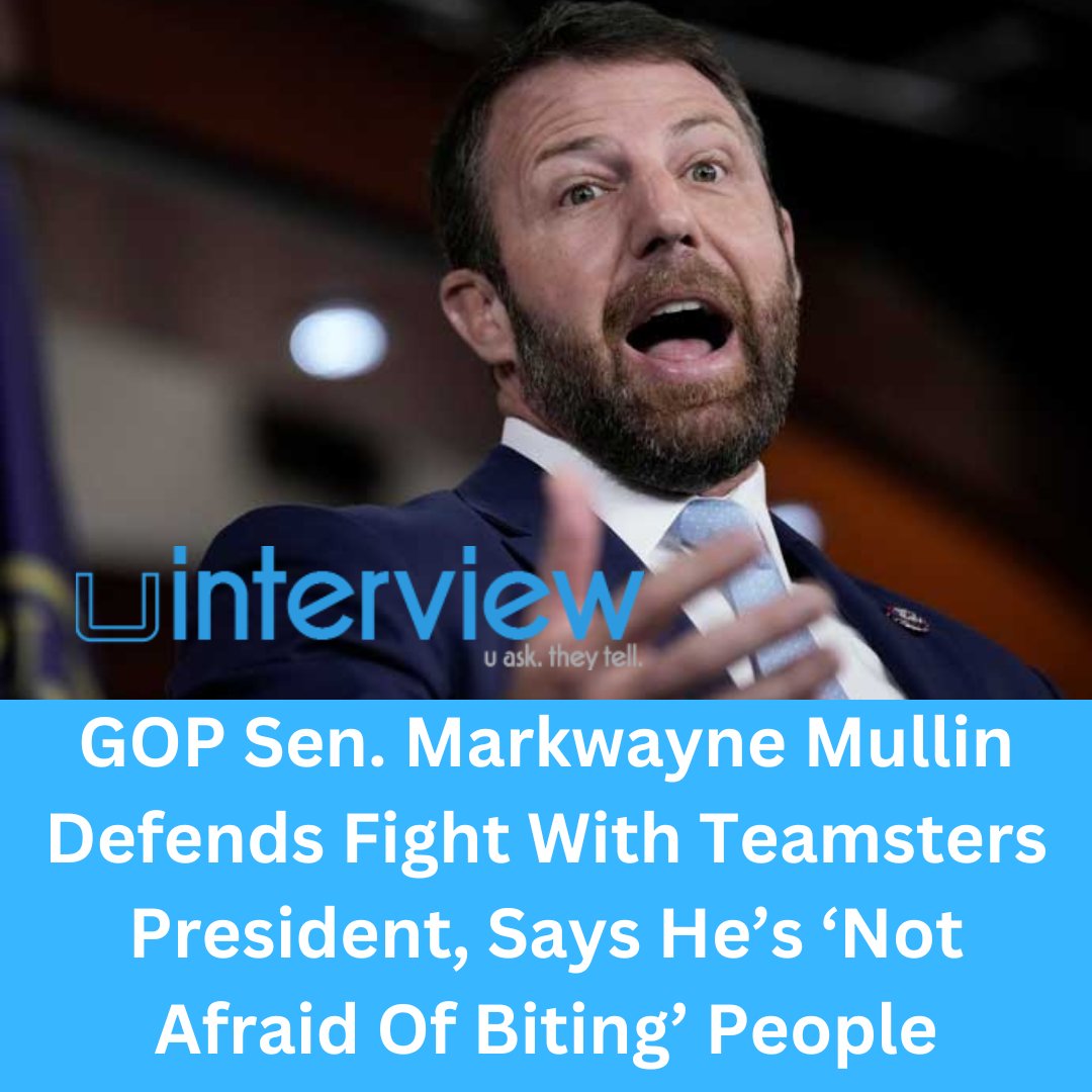 uinterview's tweet image. Sen. Markwayne Mullin (R-Oklahoma) said that Oklahomans “would be pretty upset” if he had not stood up to Teamsters leader Sean O’Brien during a Senate hearing on Tuesday.

Full Story Here: tinyurl.com/nhaebdfb

#markwaynemullin #Oklahoma #seanobrien #berniesanders