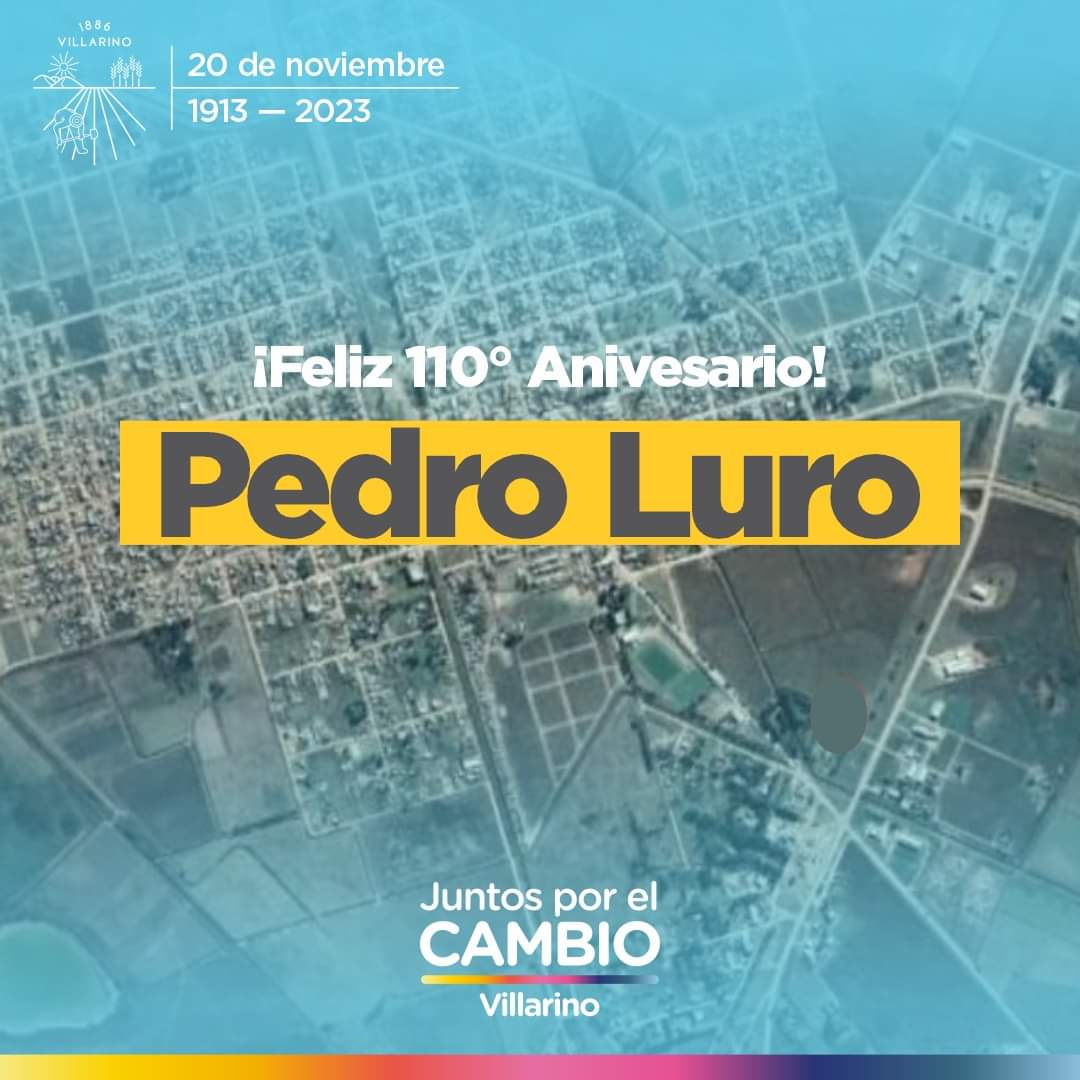 LucreciaNovo's tweet photo. 20 de Noviembre-110 años de historia, sigamos JUNTOS proyectando nuestro futuro 
¡FELIZ ANIVERSARIO PEDRO LUROI! 
Felicidades a las vecinas y vecinos de esta querida localidad. #PedroLuro #JuntosPorElCambio #Villarino https://t.co/norxaUQAMC