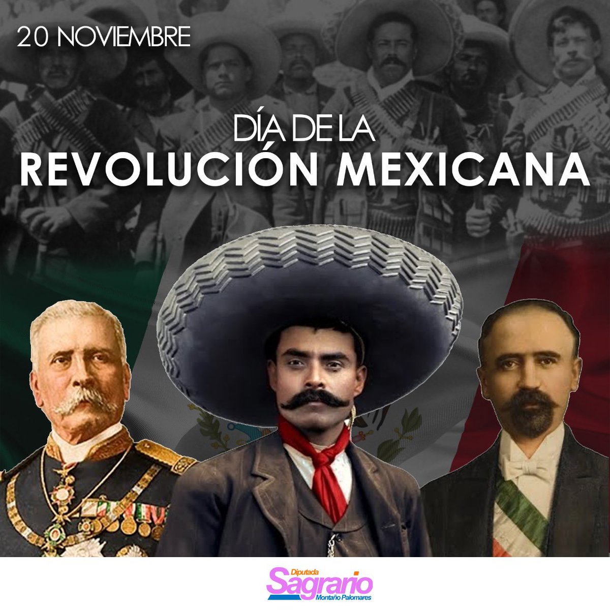 Hoy #20deNoviembre conmemoramos una fecha que marca el inicio de un proceso histórico que cambió para siempre el rumbo de nuestro país. Recordemos y honremos la determinación, el coraje y sacrificio de quienes lucharon por un México más justo. 
#RevolucionMexicana