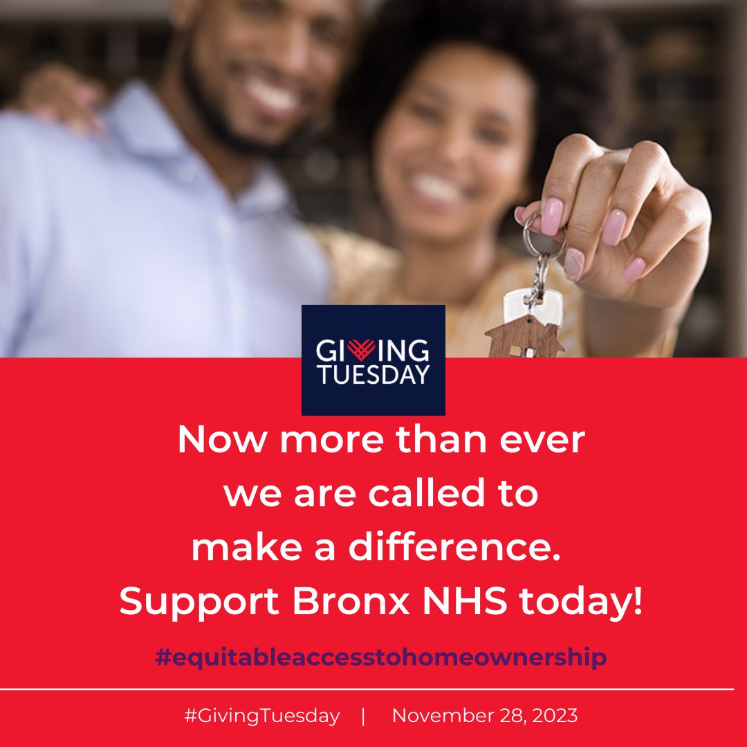 Let's build a better Bronx together!🏙️ On #GivingTuesday, support Bronx NHS in providing education, counseling, grants, and more. Your contribution matters.👍
Give now: bronxnhs.networkforgood.com