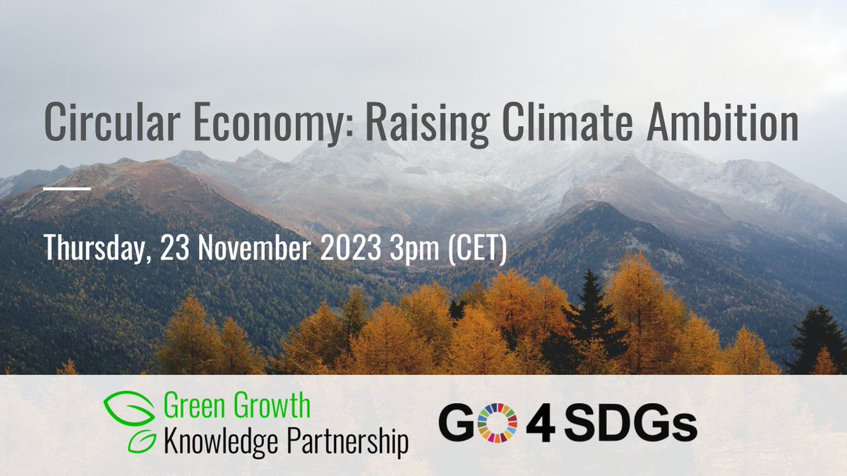 Why is the #CircularEconomy vital for #COP28 #ClimateAmbitions? Join GGKP and #GO4SDGs on 23 November to learn how #circulareconomy efforts from @UNEP, @BMUV, African Circular Economy Alliance, @UNIDO and many others are boosting #ClimateAction. 🔄🌍 ➡️ ggkp.org/ZMr