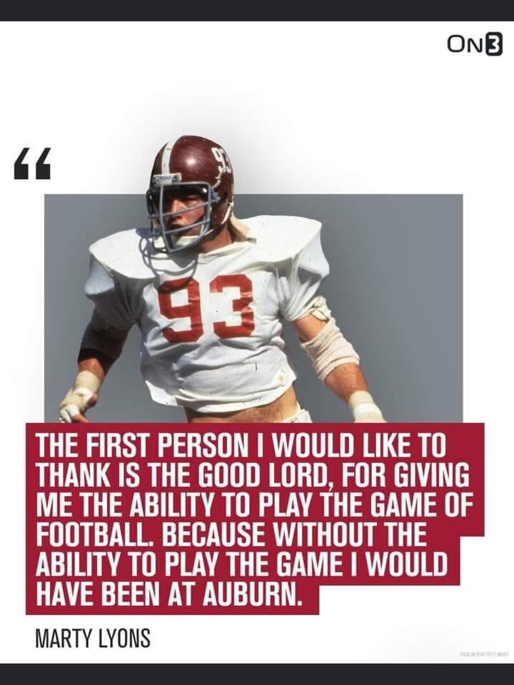 MARTY LYONS ONE OF THE BAMA LEGENDS