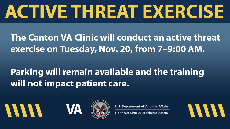 ClevelandVAMC's tweet photo. ๐จThe Canton VA Clinic will conduct an active threat exercise on Tuesday, Nov. 20, from 7โ9:00 AM.๐ฎโโ๏ธThe exercises provide VA Police, partners and staff an opportunity to train in a safe, controlled work environment through realistic scenarios.
#canton #va #ActiveExercise https://t.co/VCyRGV7Bef