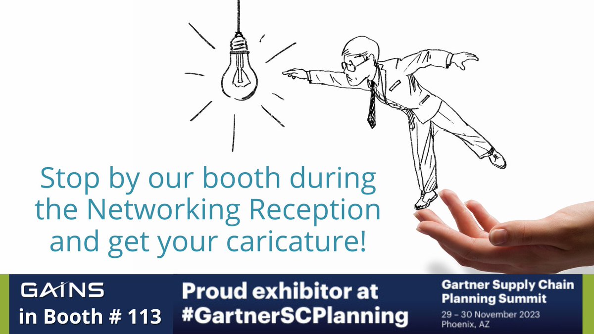 Don't miss out on a fun and unique experience! Stop by booth 113 during the Networking Reception on the 29th at the #GartnerSCPlanning Summit for your very own caricature. Capture the moment and add some personality to your professional profile. See you there!