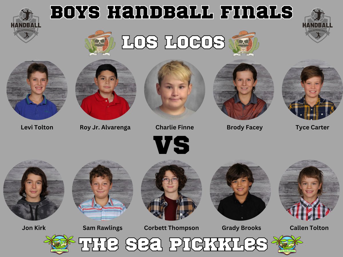 HESPhysEd's tweet photo. The boy's Handball Finals have been set. The Los Locos defeated the number 1 ranked Goof Troop in a big upset in semi-final 1. Semi-final 2 saw the number  2 seed The OG Squad lose to The Sea Pickles. Good luck to our two remaining teams. https://t.co/v0nFePfkuf