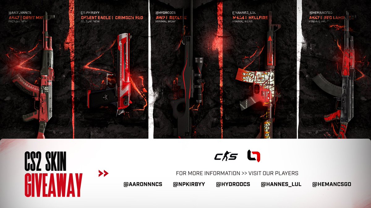 Ist denn schon Weihnachten? 😳 Nicht ganz! 😎 

Unsere #CounterStrike2 Jungs haben ein paar schicke Skins rausgesucht und ihr habt die Chance diese mit wenigen Klicks abzustauben! 🎁 🍀 

Zu den Gewinnspielen 👇 
❤️ <a href="/aaroNNNcs/">AKA Aaron</a> 
🖤 <a href="/NPKirbyy/">ATN Kirby</a> 
🤍 <a href="/HydrooCS/">HyDrO</a> 
🖤 <a href="/hannes_lul/">hANNEs</a> 
❤️