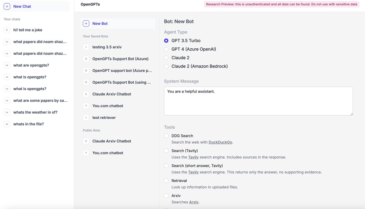 LangChainAI's tweet image. 🦜🤖Open Assistants API

OpenGPTs got an update! We&apos;ve now exposed an API similar to the OpenAI Assistants API... and added in some improvements (like streaming support🎏)

🧠Importantly (now more than ever) this works with multiple models:

OpenAI, Azure, Anthropic, Bedrock…