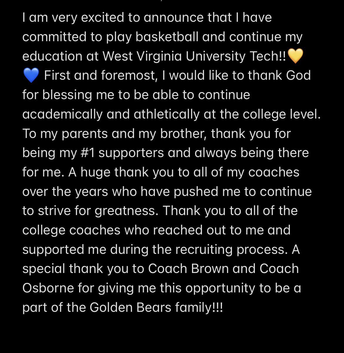 100% COMMITTED!!
#GoGoldenBears🐻💛 <a href="/WVUTech_WBB/">WVU Tech Women’s Basketball</a> <a href="/jf_basketball/">Lady Cavs Basketball</a> <a href="/NRV_Storm/">NRV Storm Basketball</a>