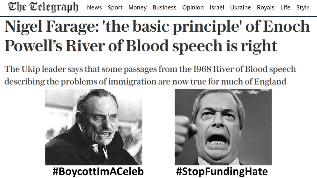 EuropeanUnity1's tweet photo. #BoycottImACelebrity and any advertisers who contribute to Farage's latest £1.5 million grift

#BoycottImACeleb #StopFundingHate #HopeNotHate
@itv #ImACeleb https://t.co/iLS77yby9A