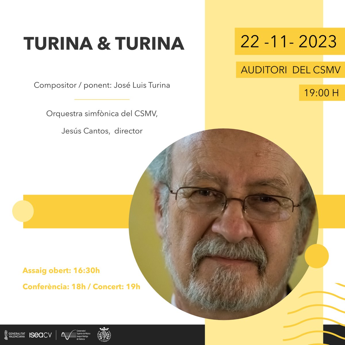 El día 22-nov-2023 ¡Nos visita el Maestro D. José Luis Turina (nieto de D. Joaquín Turina) al Conservatorio Superior “Joaquín Rodrigo” de Valencia <a href="/csmvalencia/">CSMValencia</a>!  
Su visita ha sido fruto de @AndresValeroCast y la directora del Centro, <a href="/tomas_calatayud/">María Dolores Tomás Calatayud</a>.
Detalles adjuntos.