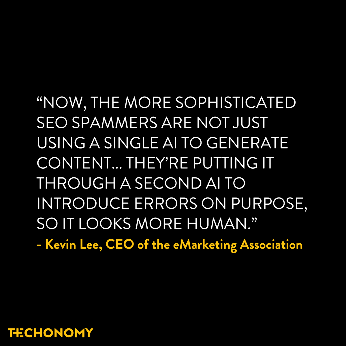 techonomy's tweet image. AI could be a dream come true for unethical marketers - it makes spamming, misinformation, + hyper-targeted ads easier than ever before. eMarketing Association CEO Kevin Lee&apos;s discussion at #Techonomy23 covers this + more - read the full article here. 
hubs.la/Q029tvkl0
