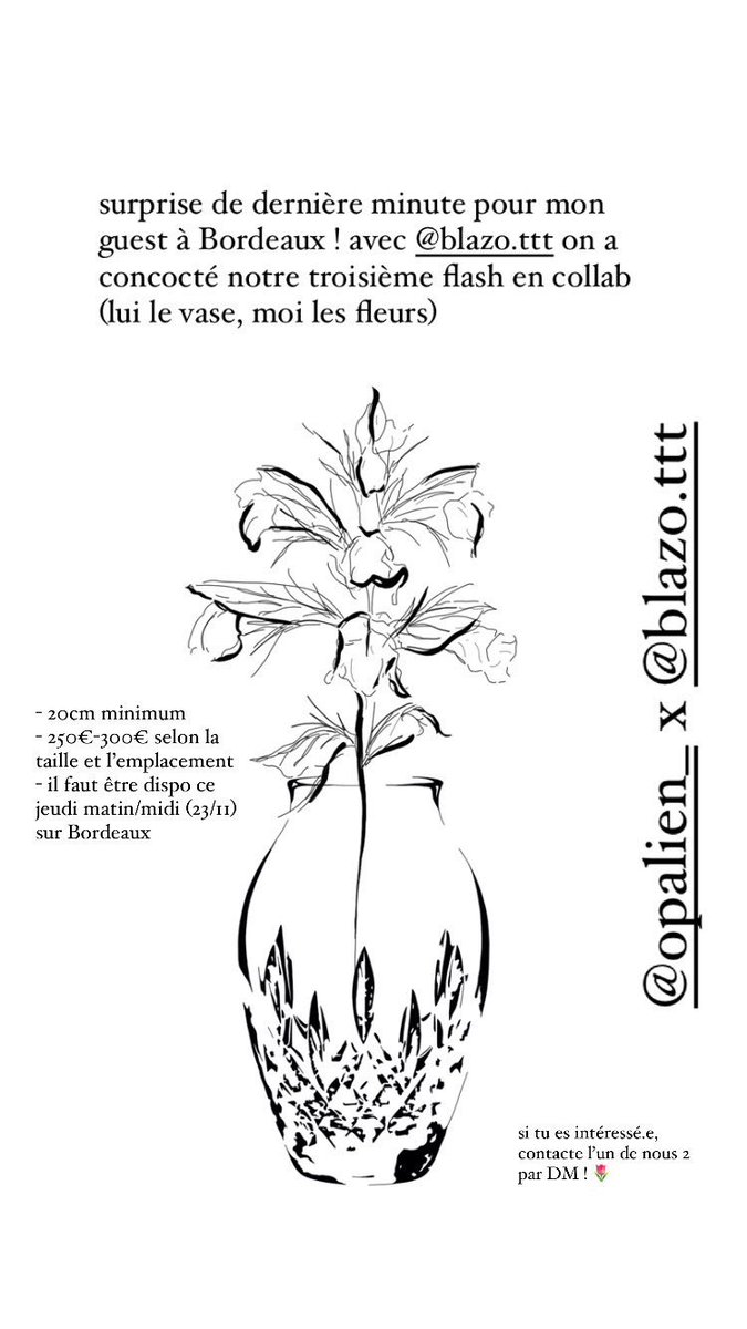 les bordelais’es si y’a quelqu’un de dispo ce jeudi matin on a refait un flash en collab avec <a href="/BlazoTtt/">Blazo 🫠</a> !! on aimerait trop le tatouer 🫶🏻
