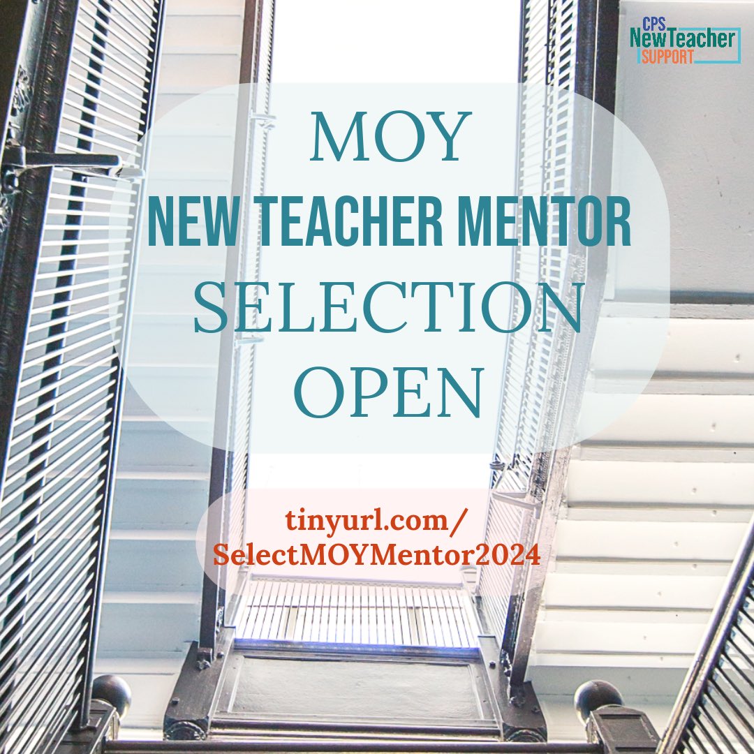 Hey School Leaders! 
The middle of year new teacher mentor selection form is open until January 10, 2024. We invite you to identify veteran teachers to support any new to CPS teachers in your building. See the form for more information &amp; next steps: tinyurl.com/SelectMOYMento…