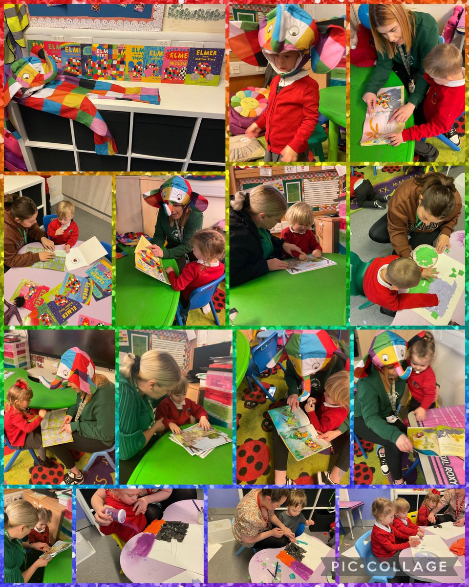 YsgolHenFelin's tweet photo. #YHFDosbarthGwyrdd This weeks book focus is Elmer 🐘 we listened to Elmer’s story and discussed what we could see in the pictures and created patch work! This afternoon we explored how animals move through sound, da iawn! ⭐️ #YHFExpressiveArts #ReadySteadyRead https://t.co/vyGRA4DegW