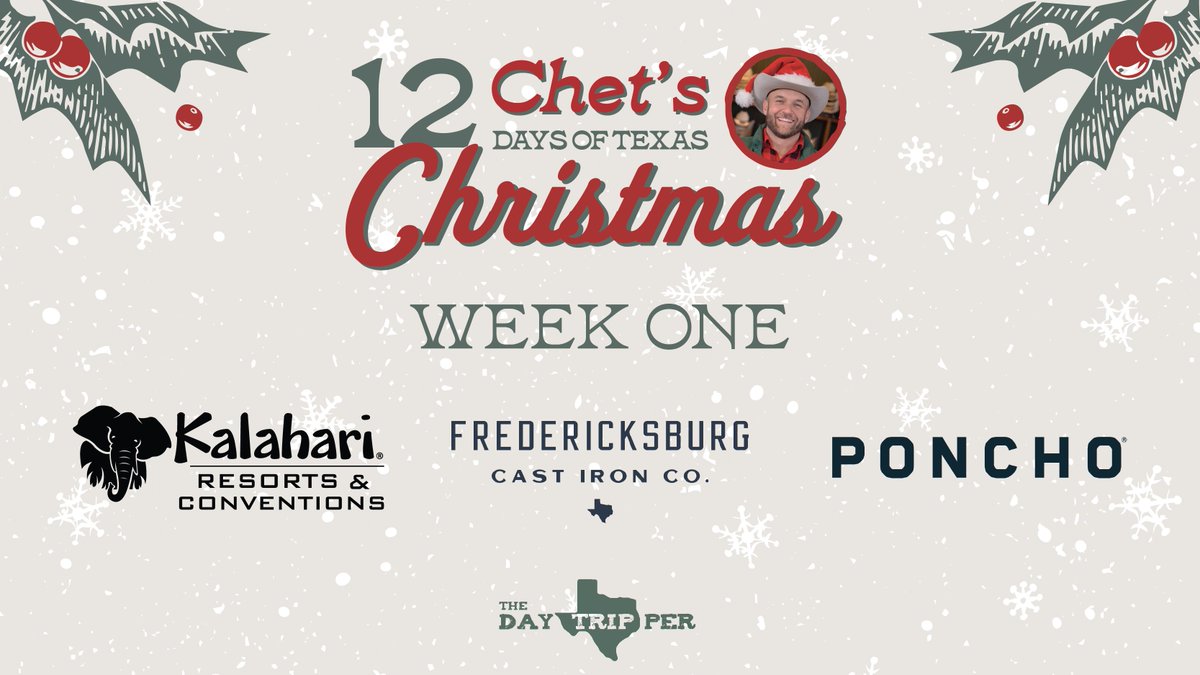 Today kicks off my 12 Days of Texas Christmas giveaways. Three Texas gift ideas that you can win each week! This week: @KalahariResorts, @fbg_castiron, and @PonchoOutdoors. Like and share to win! All winners will be announced on my YouTube Channel at 6pm on December 19th.