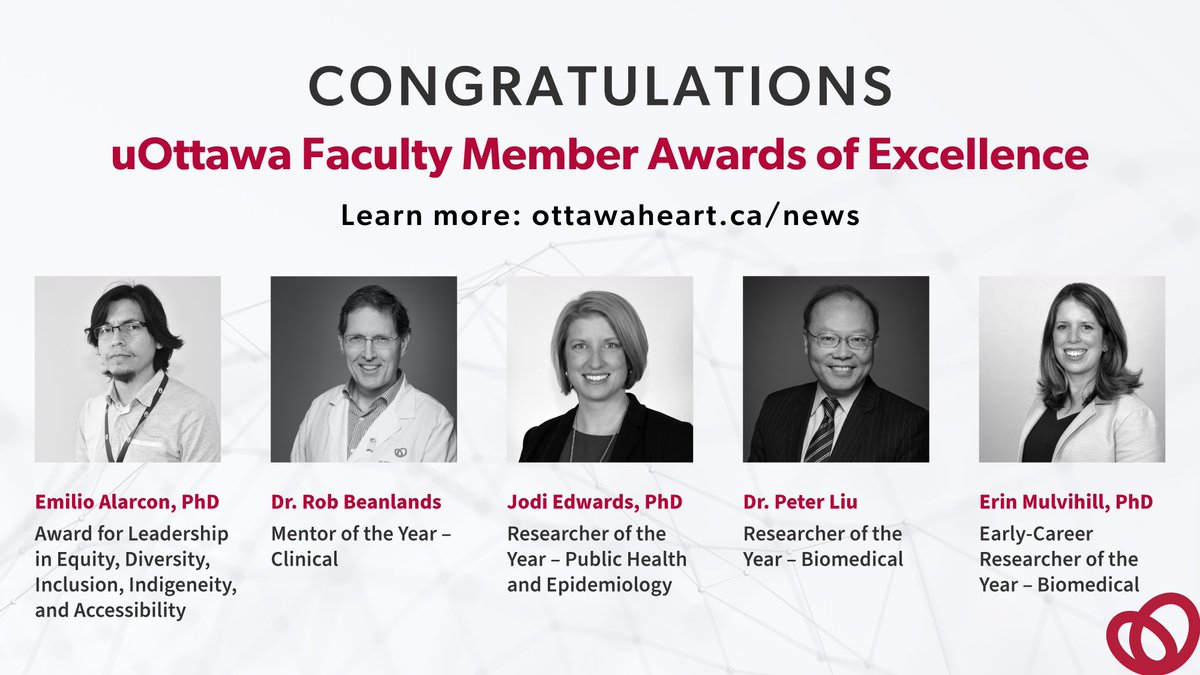 The @uOttawaMed has bestowed doctors and researchers from the @HeartInstitute with uOttawa Faculty Member Awards of Excellence in recognition of their outstanding career achievements. Congratulations! 👏 🔗 Learn more: ow.ly/JKfz50Q9zF6