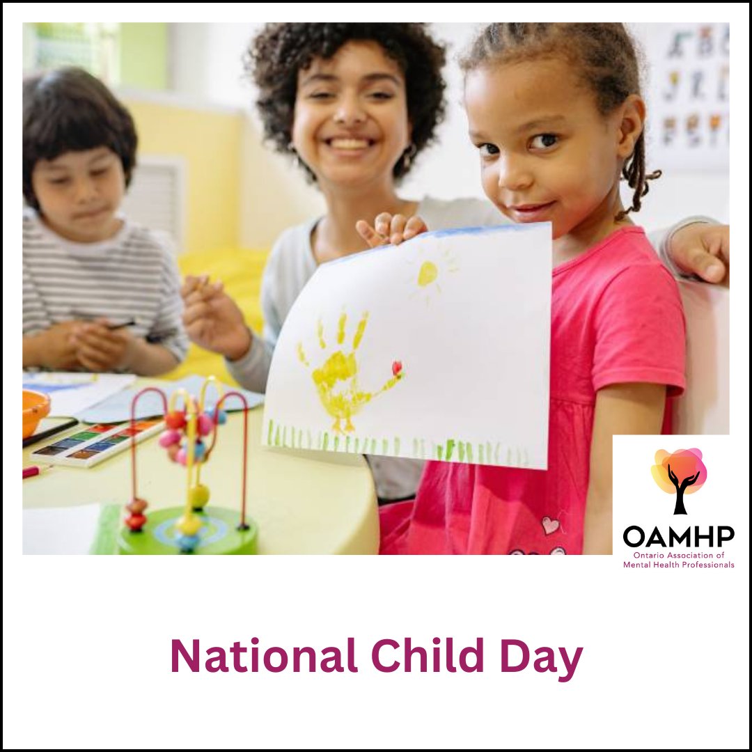 OACCPP's tweet image. OAMHP honours and recognizes our members dedicated to serving children&apos;s unique mental health needs.  

OAMHP advocates for the removal of barriers so our members can help support children&apos;s mental health in a timely and equitable way.

#WorldChildrensDay #NationalChildDay
