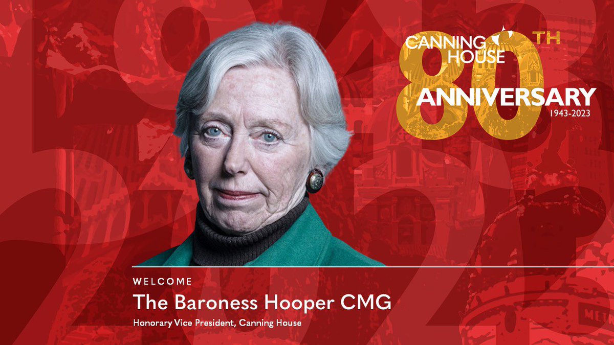 Canning_House's tweet photo. The Baroness Hooper CMG, an Honorary Vice-President and long-standing champion of Canning House - as well as all things #LatinAmerica - welcomes our distinguished audience 💬 #CH80 https://t.co/WIVd003AXw