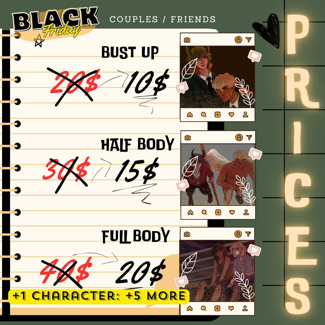 _lore_art_'s tweet photo. Here the info about the news prices for the Black Friday!
If you are looking for an artist or if you are interested send me a DM! 💜

 #commissionsopen 
#comms #lookingforartist https://t.co/gjOknbPQO4