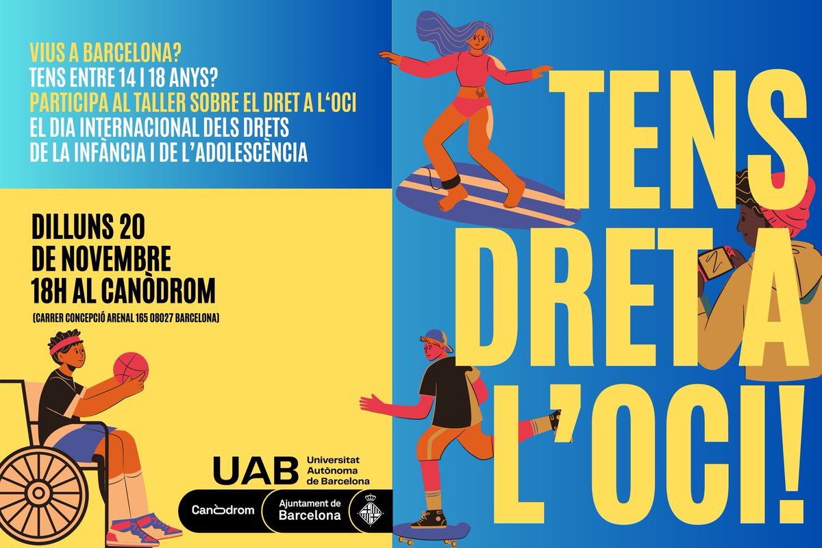 Emigra_UAB's tweet photo. Avui, dia dels #DretsInfància hem realitzat un taller sobre el dret a l'oci en el @CanodromBCN en el marc del projecte #DOAB finançat per @bcn_ajuntament. Estem molt agraïdes a les persones participants de @SaveChildrenEs per compartir el seu temps i treball pels seus drets. https://t.co/wgoykvqFDy